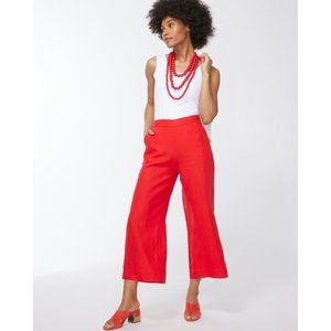 NWT Womens Size 6 6x24 1/2 Chico's Red Cropped Wide-Leg Linen Cullotte Pants